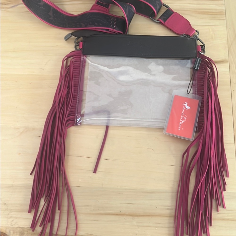 Stylish Pink and Black Fringe Crossbody Bag